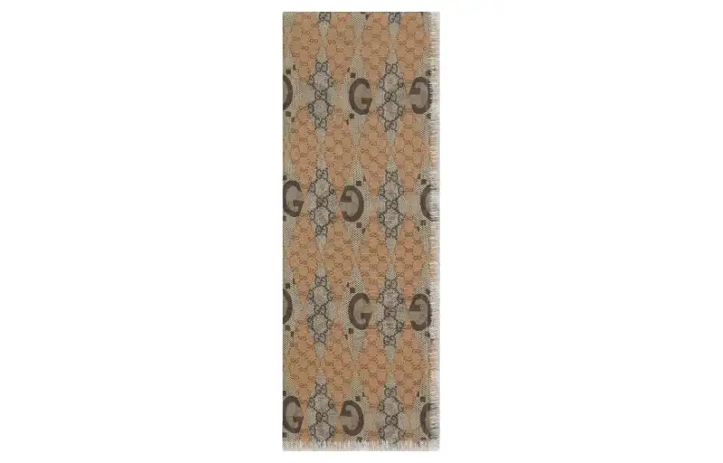 GUCCI Wool Knit Scarves Women's Brown