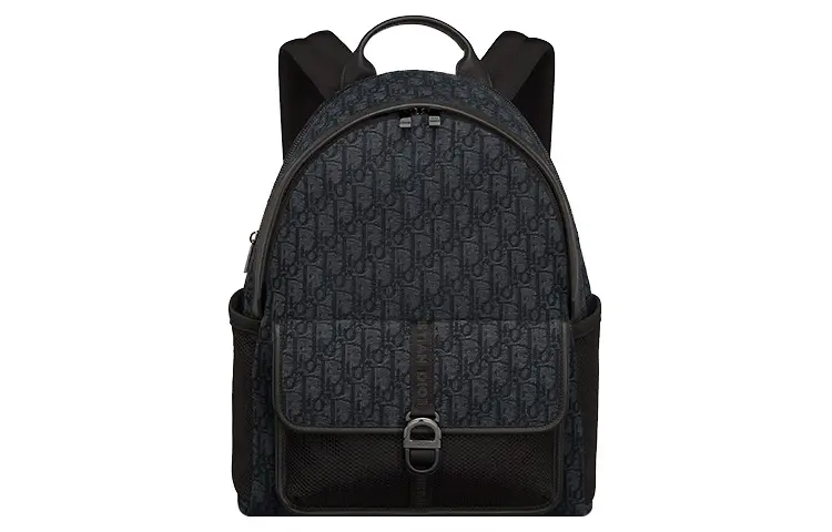 DIOR Fabric With Leather Backpack Regular Men's Black