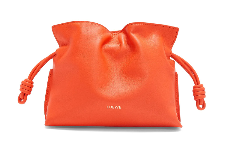 LOEWE Flamenco Nappa Cow Leather Clutch Mini Women's Vibrant Orange