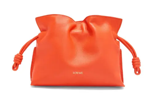 LOEWE Flamenco Nappa Cow Leather Clutch Mini Women's Vibrant Orange