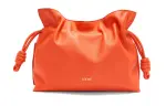 LOEWE Flamenco Nappa Cow Leather One Shoulder Crossbody Clutch Women's Vibrant Orange