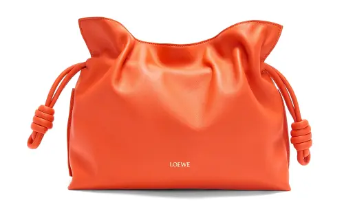 LOEWE Flamenco Nappa Cow Leather One Shoulder Crossbody Clutch Women's Vibrant Orange