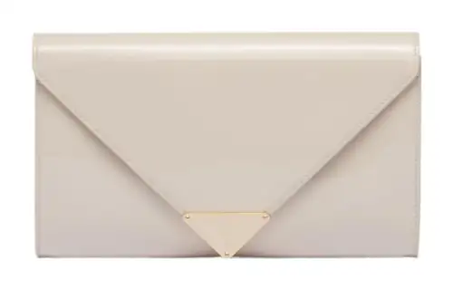 PRADA Patent Leather Clutch Mini Women's Ivory
