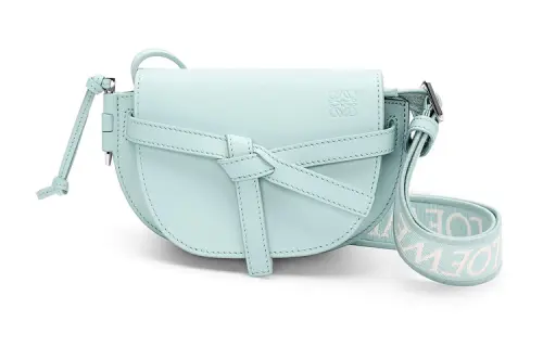 LOEWE Gate Soft Cow Leather Jacquard Shoulder Bag, Crossbody Bag Mini Women's Iceberg Blue