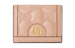 GUCCI GG Matelassé Leather Card Holder, Wallet Small Women's Rose Beige
