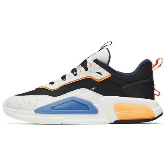 ANTA Rubik's Cube Casual Shoes Men Low-Top Black Ivory White/Fluorescent Sunset Orange