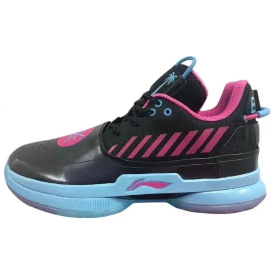 LINING WOW 7 Basketball Shoes Men Low-Top Blue Pink
