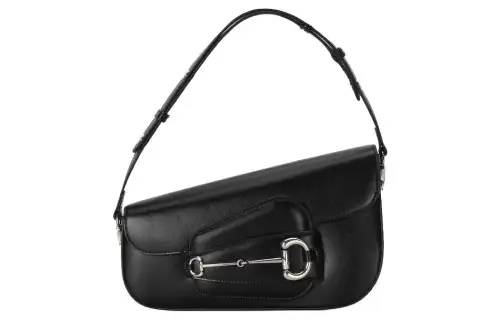GUCCI Horsebit 1955 Leather Handbag, Shoulder Bag Small Women's Black