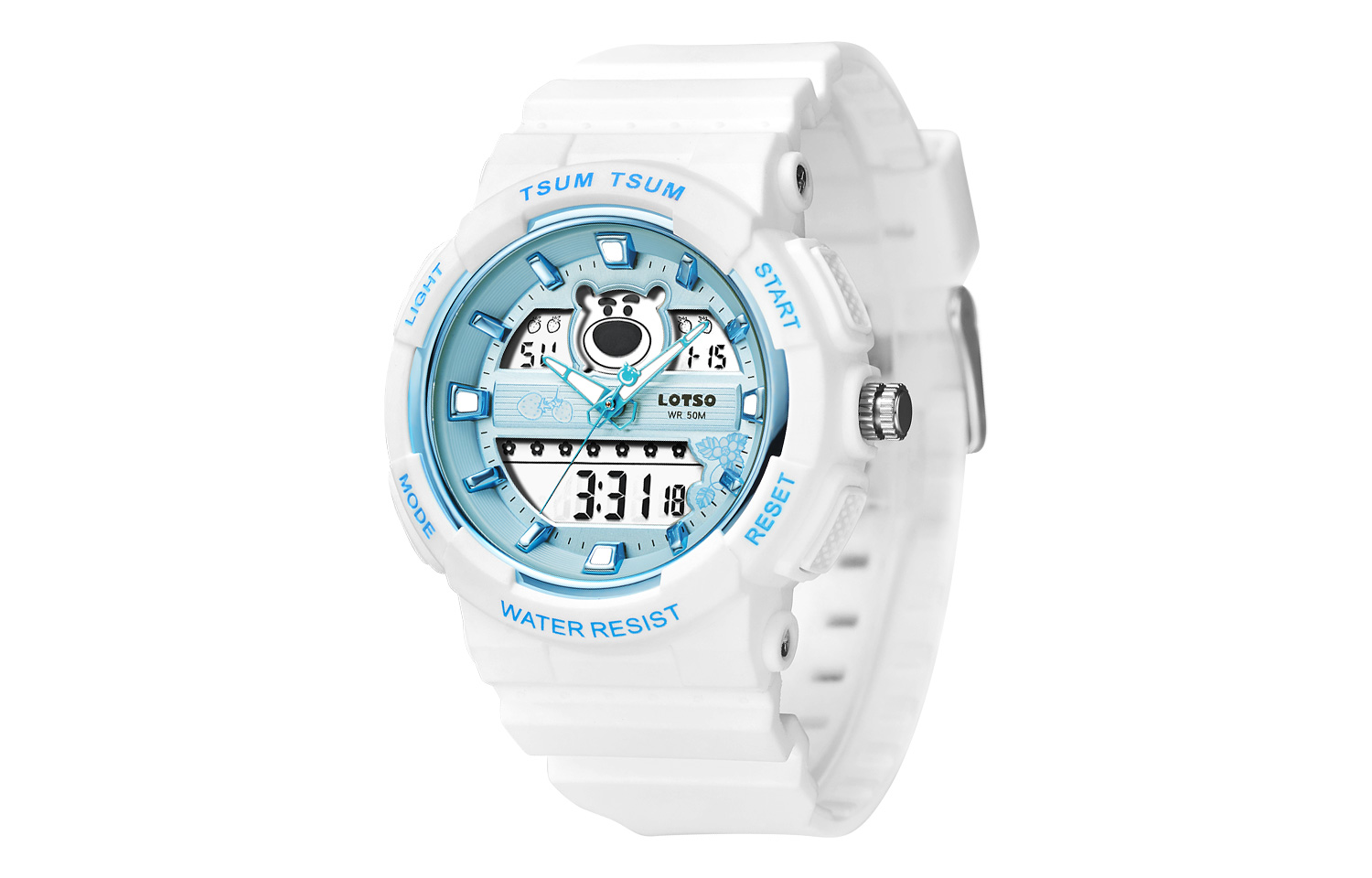 Disney Disney, strawberry, fashionable cute electronic gift box for students, watch strap for men and women, blue waterproof dial