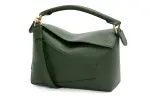 LOEWE Puzzle Cow Leather Shoulder Bag, Crossbody Bag, Handbag Small Women's Dark Green