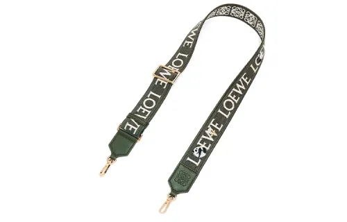 LOEWE Suna Fujita Collaboration Panda Embroidery Fabric With Cow Leather Bag Straps Women's Dark Green