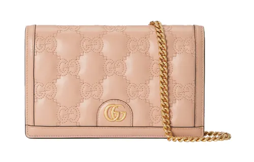 GUCCI GG Matelassé Leather Small Square Bag, Shoulder Bag, Crossbody Bag, Wallet Regular Women's Rose Beige