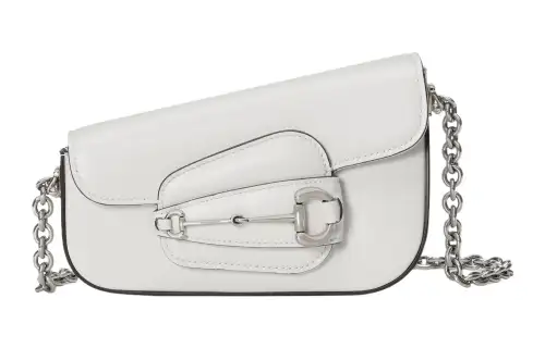GUCCI Horsebit 1955 Leather Handbag, Shoulder Bag Women's White