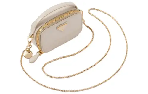 PRADA Patent Leather Clutch Mini Women's Ivory
