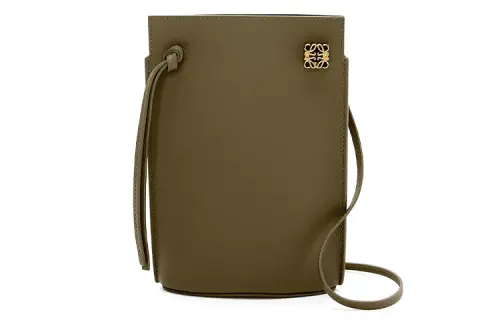 LOEWE Classic Cow Leather Portable Crossbody Bag, Shoulder Bag Women's Dark Khaki Green