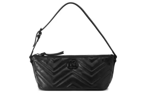 GUCCI GG Marmont Leather Handbag, Shoulder Bag Women's Black