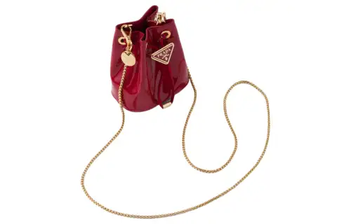 PRADA Patent Leather Clutch Mini Women's Cherry Red
