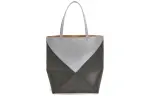 LOEWE Shiny Cow Leather Tote Bag, Shopping Bag, Shoulder Bag, Handbag Large Men's Pearl Gray & Dark Gray