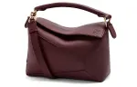 LOEWE Puzzle Cow Leather Handbag, Shoulder Bag, Crossbody Bag Small Women's Dark Burgundy Red
