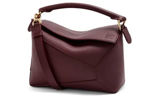 LOEWE Puzzle Cow Leather Handbag, Shoulder Bag, Crossbody Bag Small Women's Dark Burgundy Red
