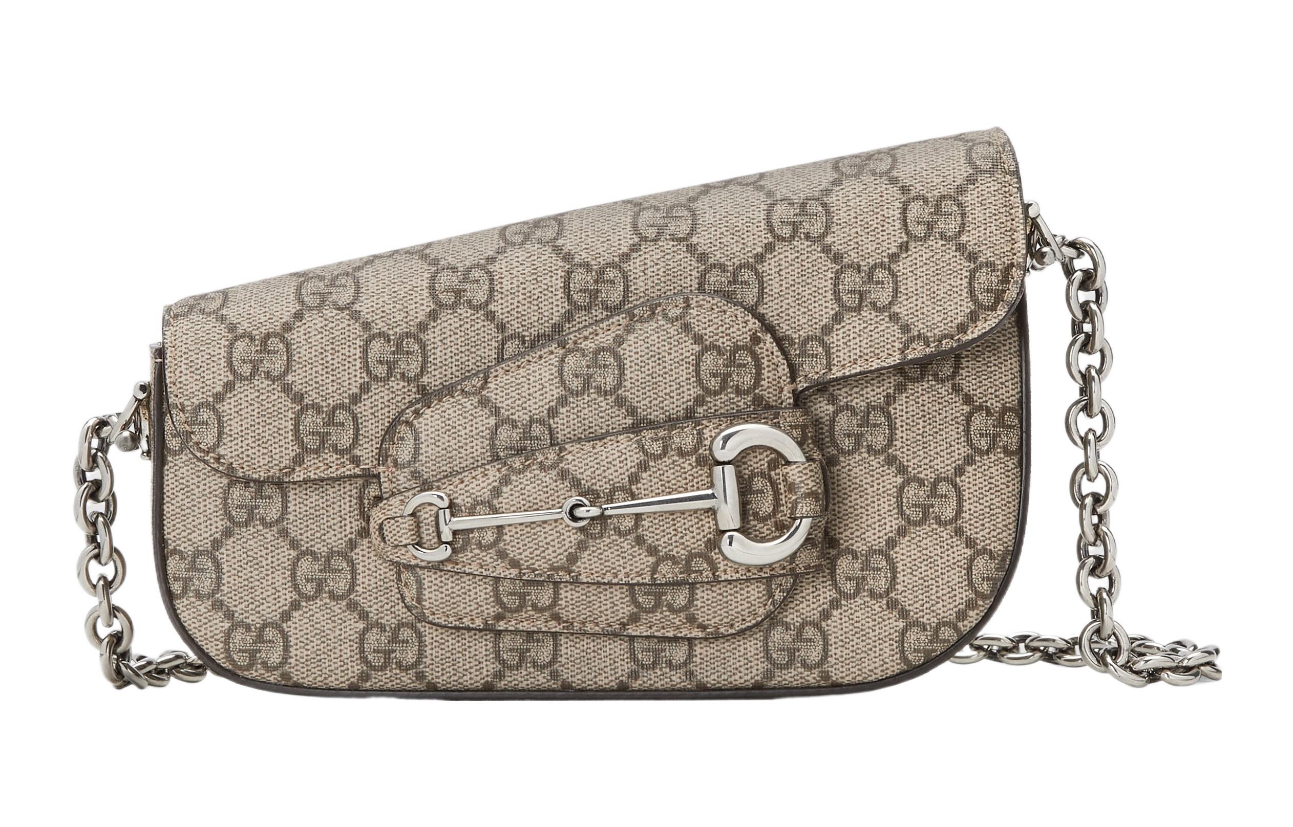 Женская сумка Gucci Horsebit 1955 (бежево-коричневая)