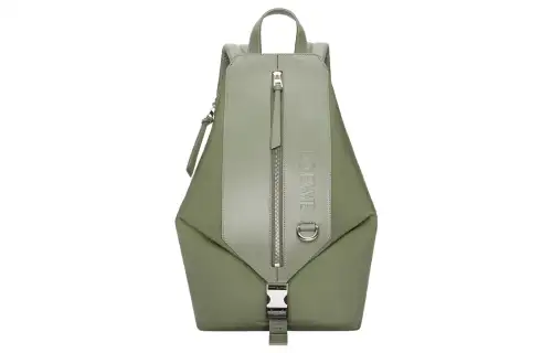 LOEWE Nylon With Cow Leather Backpack Small Men's Khaki Green