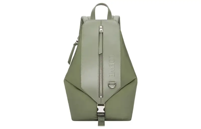 LOEWE Nylon With Cow Leather Backpack Small Men's Khaki Green