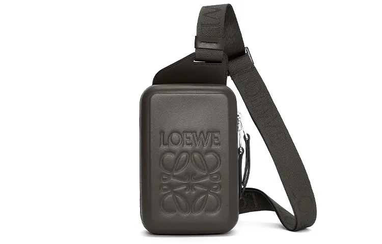 LOEWE Smooth Cow Leather Shoulder Bag, Crossbody Bag Regular Men's Dark Gray