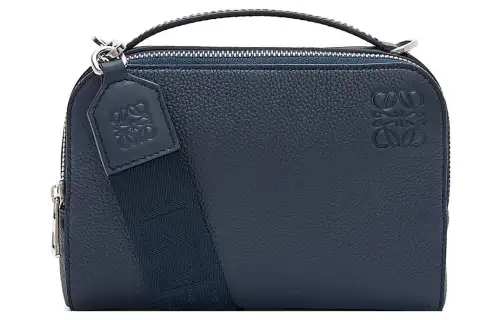LOEWE Soft Grain Cow Leather Camera Bag, Crossbody Bag Mini Men's Dark Marine Blue