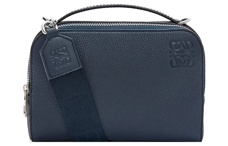 LOEWE Soft Grain Cow Leather Camera Bag, Crossbody Bag Mini Men's Dark Marine Blue