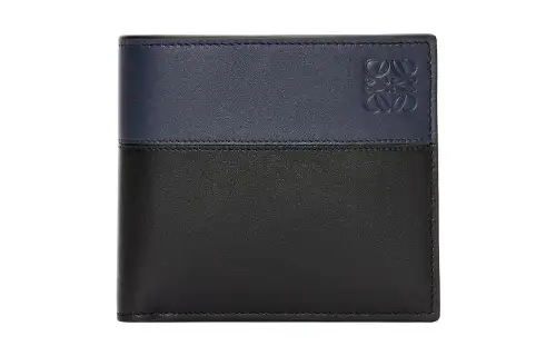 LOEWE Shiny Cow Leather Wallet Regular Men's Black & Dark Marine Blue