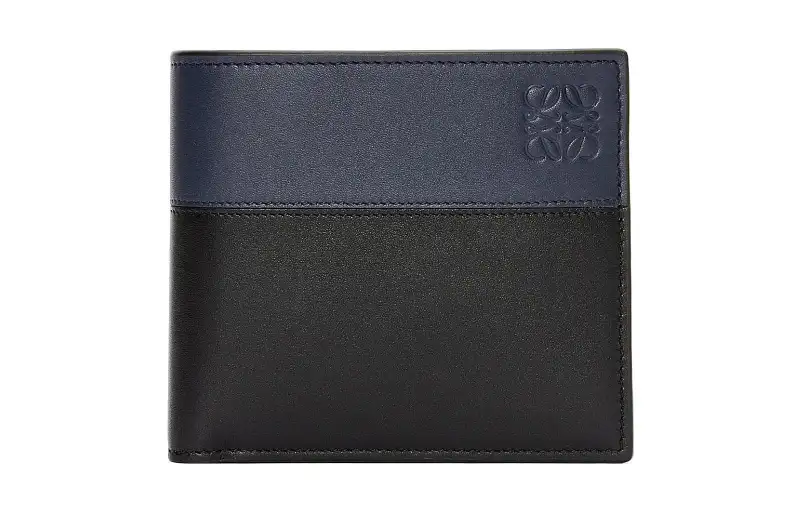 LOEWE Shiny Cow Leather Wallet Regular Men's Black & Dark Marine Blue