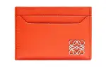 LOEWE Pebble Texture Cow Leather Card Holder Women's Vibrant Orange