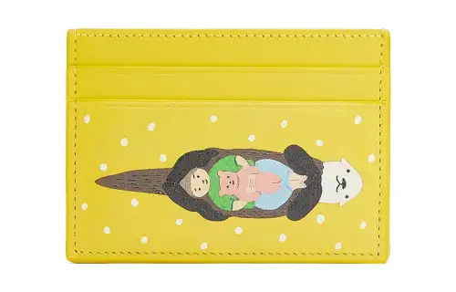 LOEWE Suna Fujita Collaboration Satin Cow Leather Card Holder Regular Women's Lime