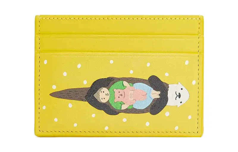 LOEWE Suna Fujita Collaboration Satin Cow Leather Card Holder Regular Women's Lime