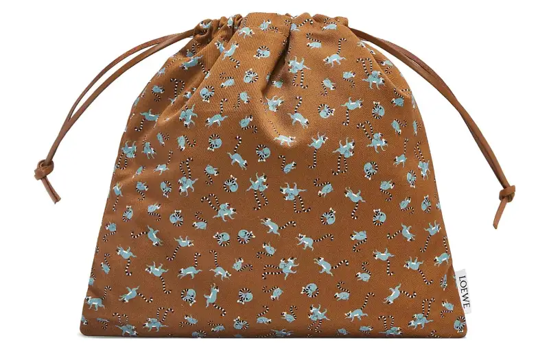 LOEWE Suna Fujita Collaboration Canvas Bag Clutch Small Women's Oak Brown