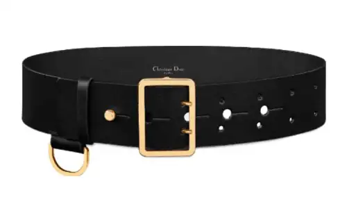 DIOR Letter Logo Pin Buckle Leather Belts Women's Black Width 5.4CM