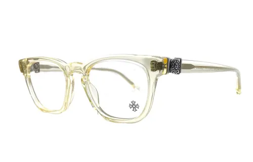 Chrome Hearts Plastic Sterling Silver Irregular Shape Eyeglass Frames Unisex Transparent