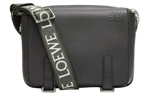 LOEWE Military Messenger Bag In Supple Smooth Calfskin And Jacquard Xs Dark Grey