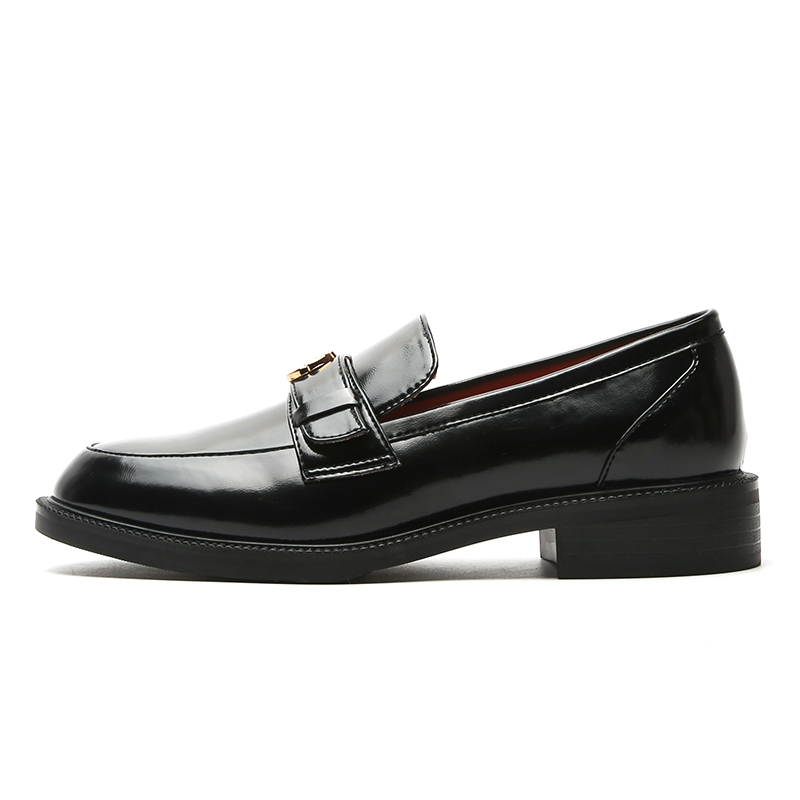 STELLA WEISZ Маленький кожаная обувь кожаный кожа толстая конец на плоской подошве Мягкое дно английский стиль лоферы 3см женский черный азиатская версия Книга