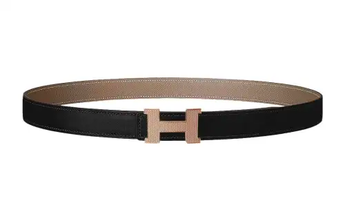 HERMES Calfskin Leather Belts Women's Black 2.4cm