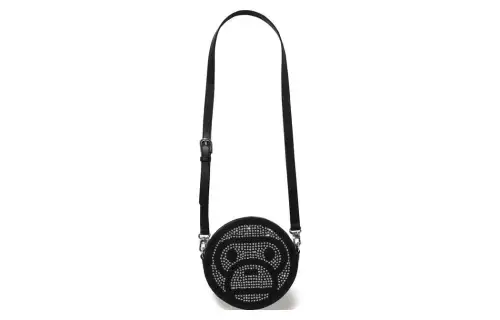 A BATHING APE Cow Leather Shoulder Bag Women's Black