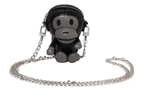 A BATHING APE Faux Fur Crossbody Bag, Shoulder Bag Mini Women's Black