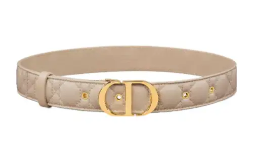 DIOR Cow Leather Belts Women's Beige Width 3CM