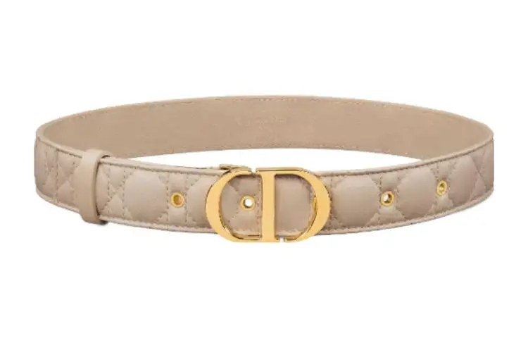 DIOR Cow Leather Belts Women's Beige Width 3CM