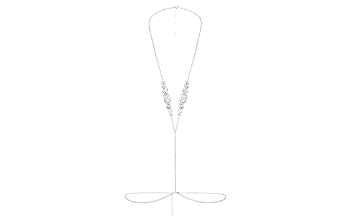 Женская портупея Swarovski x SKIMS V-образная (серебристая)