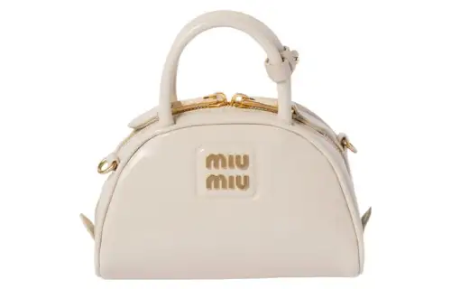 MIU MIU Patent Leather Shoulder Bag, Crossbody Bag, Handbag Women's Ivory