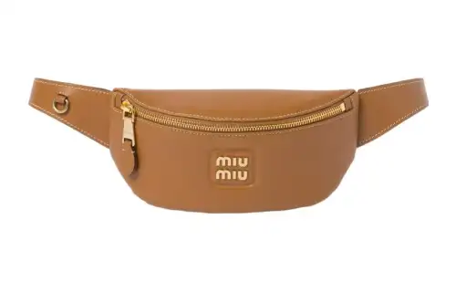 MIU MIU Leather Fanny Pack Women's Caramel Brown