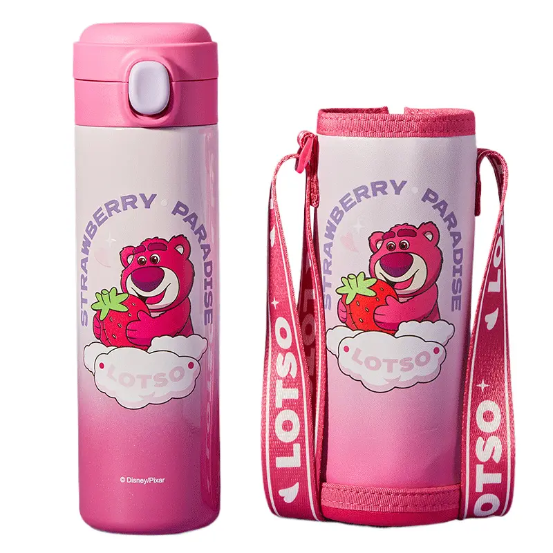 Disney Disney, glass stainless steel, handheld teapot for men and women to go out for kindergarten, strawberry for students, 500 ml