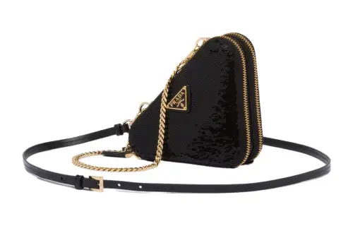 PRADA Saffiano Leather Crossbody Clutch Mini Women's Black